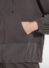 FELPA ZIP E CAPPUCCIO COTONE MODAL E RASO MARRONE - COCOA BROWN | DEHA