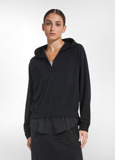 SET AUS SWEATSHIRT UND STRETCH-SATINROCK IN SCHWARZ - | DEHA