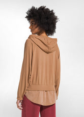 BROWN MODAL HOODIE WITH SATIN TRIMS - NUT BROWN | DEHA