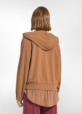 BROWN MODAL HOODIE WITH SATIN TRIMS - NUT BROWN | DEHA