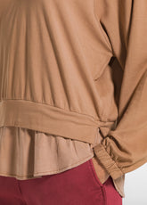 BROWN MODAL HOODIE WITH SATIN TRIMS - NUT BROWN | DEHA