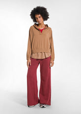 BROWN MODAL HOODIE WITH SATIN TRIM | DEHA