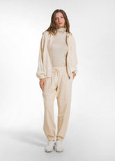 PANTALONE JOGGER COTONE MODAL E RASO BEIGE - CREAMY BEIGE | DEHA