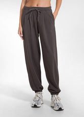 PANTALONE JOGGER COTONE MODAL E RASO MARRONE - COCOA BROWN | DEHA