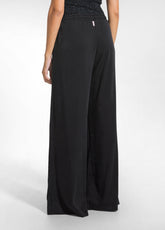 WIDE-LEG STRETCH SATIN TROUSERS - BLACK - BLACK | DEHA