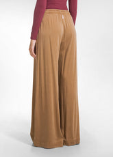 WIDE-LEG STRETCH SATIN TROUSERS - BROWN - NUT BROWN | DEHA