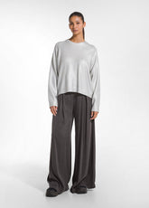 WIDE-LEG STRETCH SATIN TROUSERS - BROWN - COCOA BROWN | DEHA