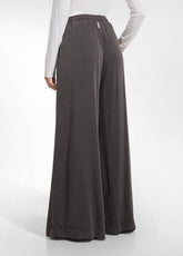WIDE-LEG STRETCH SATIN TROUSERS - BROWN - COCOA BROWN | DEHA