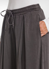 WIDE-LEG STRETCH SATIN TROUSERS - BROWN - COCOA BROWN | DEHA