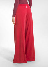 WIDE-LEG STRETCH SATIN TROUSERS - RED - FLAME RED | DEHA