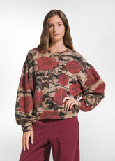ALLOVER-CREWNECK-SWEATSHIRT AUS BIO-BAUMWOLLE - BR - CAMEL BROWN | DEHA
