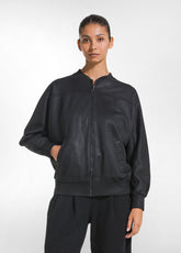 BOMBER ZIP COTONE ORGANICO EFFETTO PELLE NERO - BLACK | DEHA