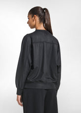 BOMBER ZIP COTONE ORGANICO EFFETTO PELLE NERO - BLACK | DEHA
