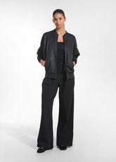 BOMBER ZIP COTONE ORGANICO EFFETTO PELLE NERO - BLACK | DEHA