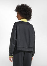 SWEATSHIRT AUS BIO-BAUMWOLLE MIT LEDER-EFFEKT - SC - BLACK | DEHA