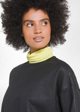 SWEATSHIRT AUS BIO-BAUMWOLLE MIT LEDER-EFFEKT - SC - BLACK | DEHA