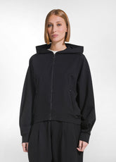 SWEAT-SET MIT REISSVERSCHLUSS UND HOSE MIT FALTEN AUS PUNTO MILANO IN SCHWARZ - | DEHA