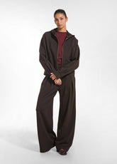 PUNTO MILANO ZIP-UP HOODIE - BROWN - COCOA BROWN | DEHA