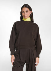 FELPA GIROCOLLO IN PUNTO MILANO MARRONE - COCOA BROWN | DEHA