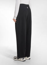 PANTALONE PUNTO MILANO CON PIEGHE SUL FONDO NERO - BLACK | DEHA