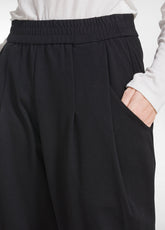 TUTA FELPA GIROCOLLO E PANTALONE CON PIEGHE PUNTO MILANO NERO - | DEHA