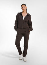 SLIM FIT TROUSERS IN PONTE KNIT - BROWN - COCOA BROWN | DEHA