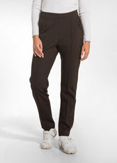 SLIM FIT TROUSERS IN PONTE KNIT - BROWN - COCOA BROWN | DEHA