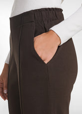 SLIM FIT TROUSERS IN PONTE KNIT - BROWN - COCOA BROWN | DEHA