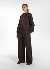 WIDE-LEG PUNTO MILANO TROUSERS WITH PLEATS - BROWN - COCOA BROWN | DEHA