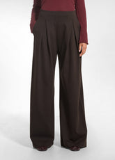 WIDE-LEG PUNTO MILANO TROUSERS WITH PLEATS - BROWN - COCOA BROWN | DEHA