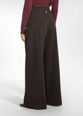WIDE-LEG PUNTO MILANO TROUSERS WITH PLEATS - BROWN - COCOA BROWN | DEHA
