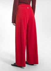 WIDE-LEG PUNTO MILANO TROUSERS WITH PLEATS - RED - FLAME RED | DEHA