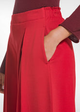 WIDE-LEG PUNTO MILANO TROUSERS WITH PLEATS - RED - FLAME RED | DEHA