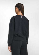 QUILTED CREWNECK SWEATSHIRT WITH PLEATS - BLACK - BLACK | DEHA