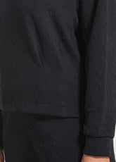 QUILTED CREWNECK SWEATSHIRT WITH PLEATS - BLACK - BLACK | DEHA