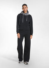 QUILTED CREWNECK SWEATSHIRT WITH PLEATS - BLACK - BLACK | DEHA