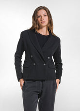 DOUBLE-BREASTED QUILTED JACKET - BLACK - BLACK | DEHA