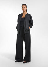 PLEATED MATELASSÉ-EFFECT TROUSERS - BLACK - BLACK | DEHA