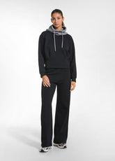 QUILTED-EFFECT STRAIGHT-LEG TROUSERS - BLACK - BLACK | DEHA