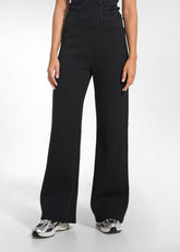 QUILTED-EFFECT STRAIGHT-LEG TROUSERS - BLACK - BLACK | DEHA