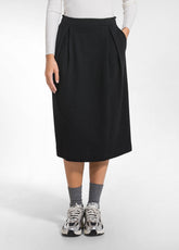 GONNA CON PIEGHE EFFETTO MATELASSÉ NERO - BLACK | DEHA