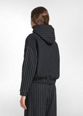 PINSTRIPE HOODED SWEATSHIRT - BLACK - BLACK | DEHA