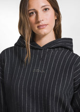 PINSTRIPE HOODED SWEATSHIRT - BLACK - BLACK | DEHA