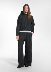PINSTRIPE HOODED SWEATSHIRT - BLACK - BLACK | DEHA