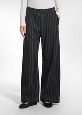 PINSTRIPE PALAZZO TROUSERS - BLACK - BLACK | DEHA