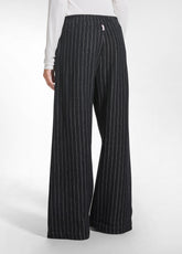 PINSTRIPE PALAZZO TROUSERS - BLACK - BLACK | DEHA