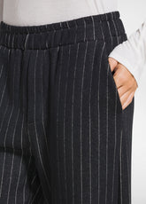 PINSTRIPE PALAZZO TROUSERS - BLACK - BLACK | DEHA