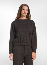 JACQUARD AND LUREX CREW-NECK SWEATSHIRT - MULTICOL - DARK BROWN | DEHA