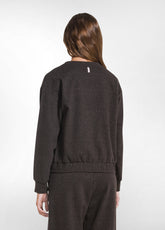 JACQUARD AND LUREX CREW-NECK SWEATSHIRT - MULTICOL - DARK BROWN | DEHA