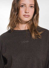 JACQUARD AND LUREX CREW-NECK SWEATSHIRT - MULTICOL - DARK BROWN | DEHA